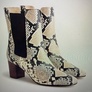 J.Crew Willa Snake-Embossed Leather Stacked Heel